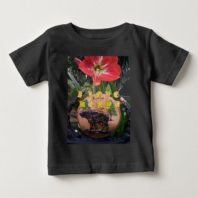 I (Herz) Kenya Buffalo Patch/Print Baby T-shirt (Vorderseite)
