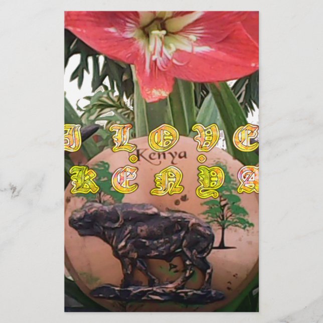 I (Herz) Kenya Buffalo Patch/Print Briefpapier (Vorderseite)