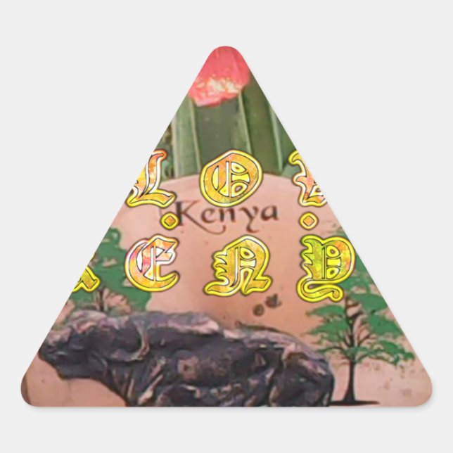 I (Herz) Kenya Buffalo Patch/Print Dreieckiger Aufkleber (Vorderseite)
