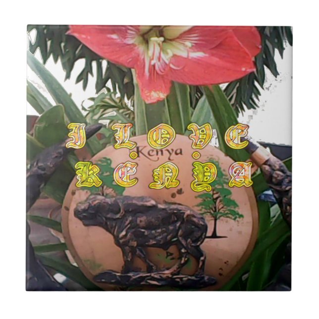 I (Herz) Kenya Buffalo Patch/Print Fliese (Vorderseite)