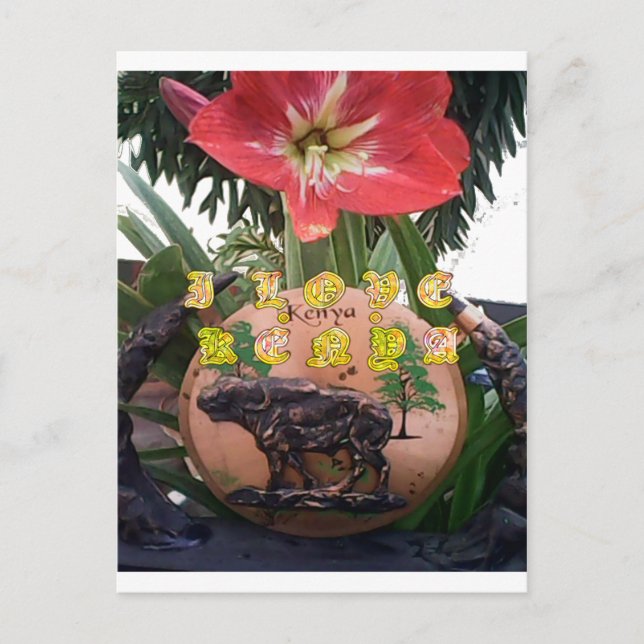 I (Herz) Kenya Buffalo Patch/Print Postkarte (Vorderseite)
