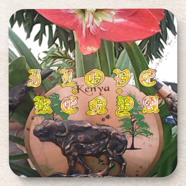 I (Herz) Kenya Buffalo Patch/Print Untersetzer (Vorderseite)