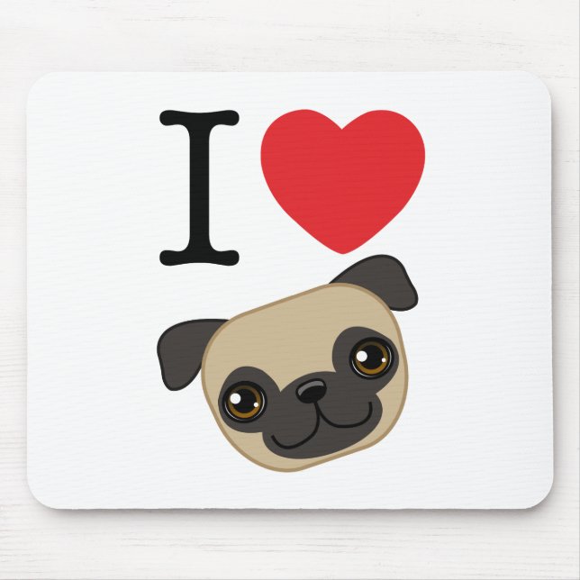 I Herz-Kitz-Möpse Mousepad (Vorne)