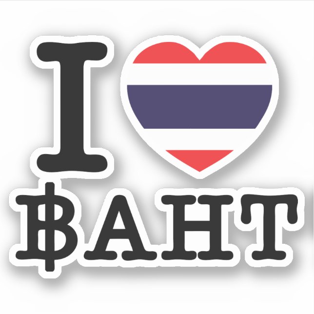 I Herz (Liebe) Baht Aufkleber (Vorderseite)