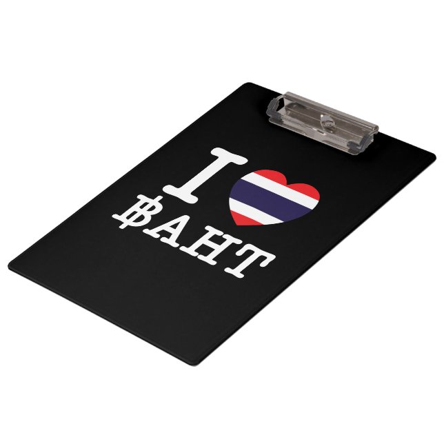 I Herz (Liebe) Baht Klemmbrett (Schrägansicht)