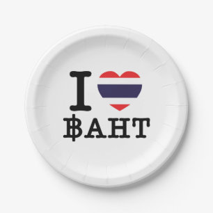 I Herz (Liebe) Baht Pappteller