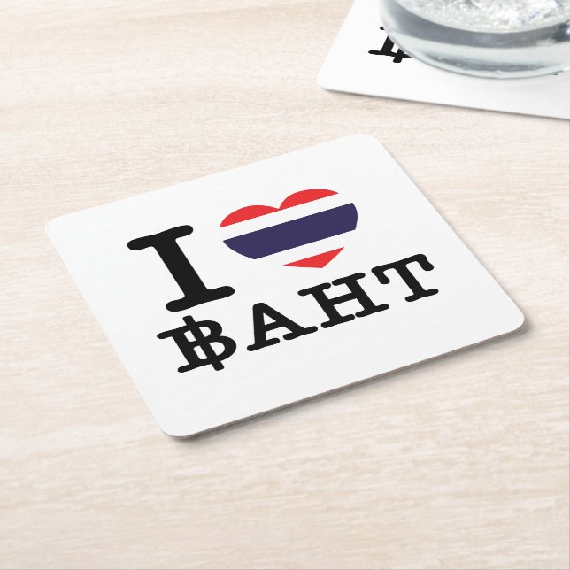 I Herz (Liebe) Baht Rechteckiger Pappuntersetzer (angewinkelt)