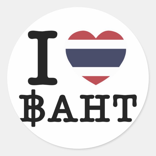 I Herz (Liebe) Baht Runder Aufkleber (Vorderseite)