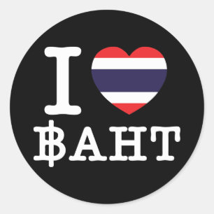I Herz (Liebe) Baht Runder Aufkleber