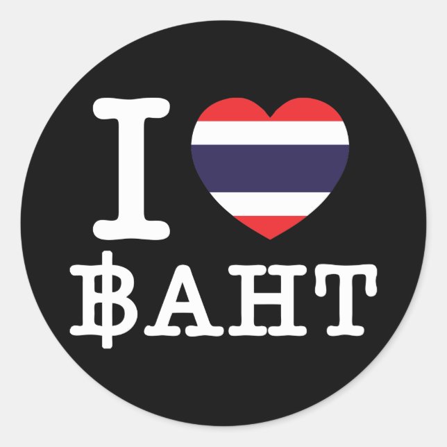 I Herz (Liebe) Baht Runder Aufkleber (Vorderseite)