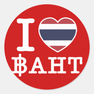 I Herz (Liebe) Baht Runder Aufkleber