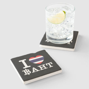I Herz (Liebe) Baht Steinuntersetzer