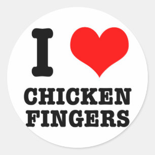 I HERZ (LIEBE) CHICKEN FINGERN RUNDER AUFKLEBER