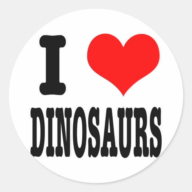 I HERZ (LIEBE) Dinosaurier Runder Aufkleber (Vorderseite)