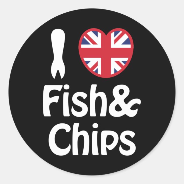 I Herz [Liebe] Fisch & Chips Klassischer Rundaufkl Runder Aufkleber (Vorderseite)