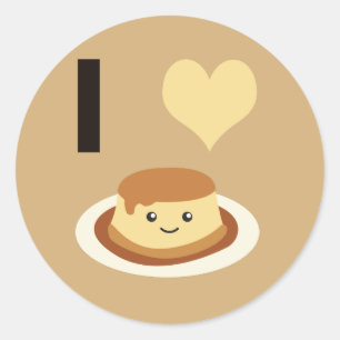 I Herz (Liebe) Flan! Runder Aufkleber
