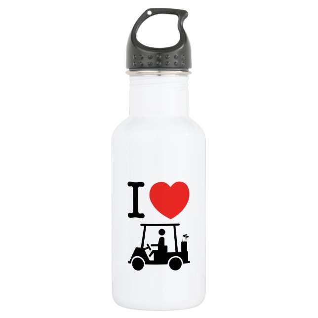 I Herz (Liebe) Golfplatz Edelstahlflasche (Vorderseite)