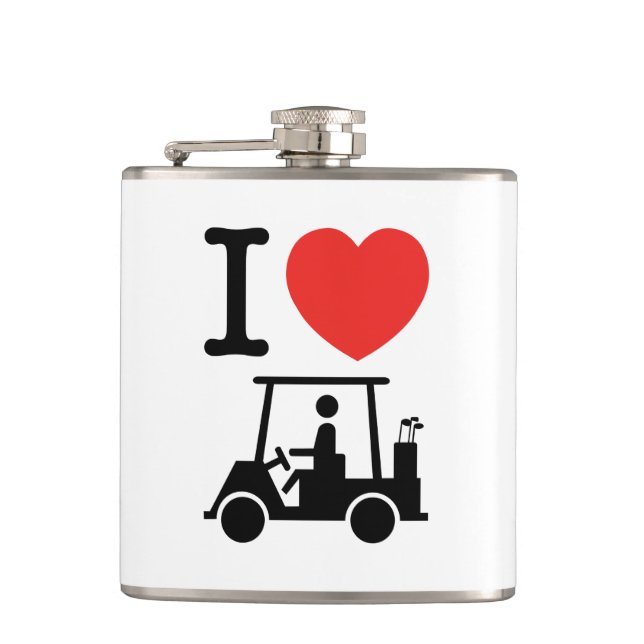 I Herz (Liebe) Golfplatz Flachmann (Vorderseite)