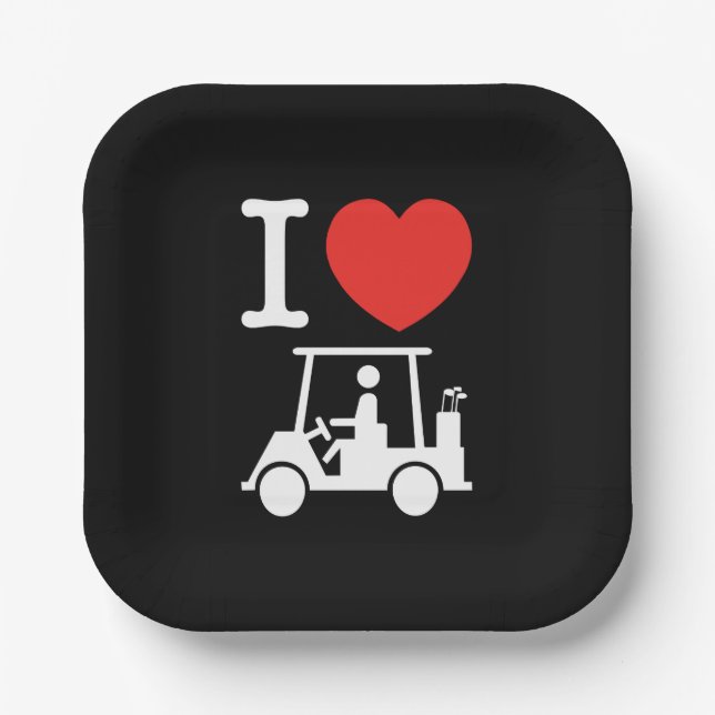 I Herz (Liebe) Golfplatz Pappteller (Vorderseite)