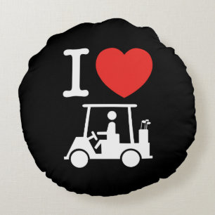 I Herz (Liebe) Golfplatz Rundes Kissen