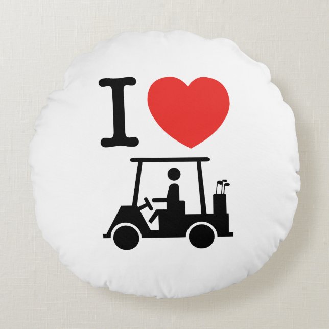 I Herz (Liebe) Golfplatz Rundes Kissen (Vorderseite)