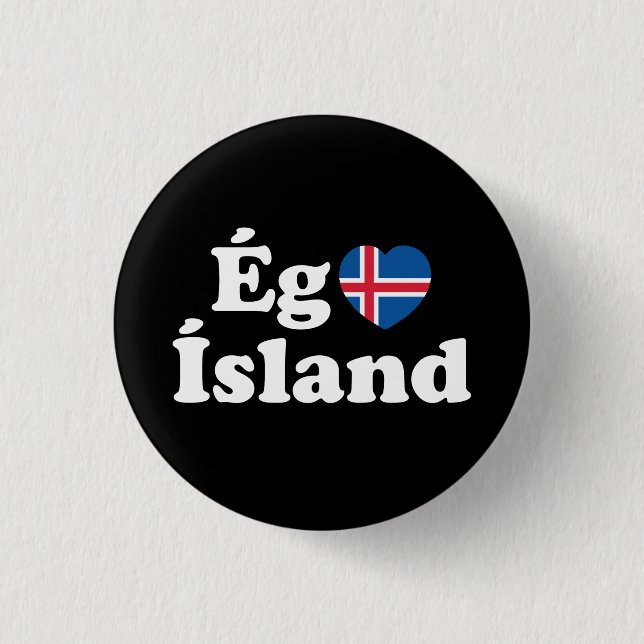 I Herz (Liebe) Island [Ég Elska Ísland] Island Button (Vorderseite)