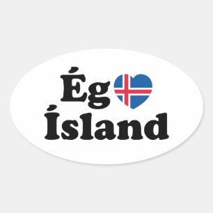 I Herz (Liebe) Island [Ég Elska Ísland] Island Ovaler Aufkleber