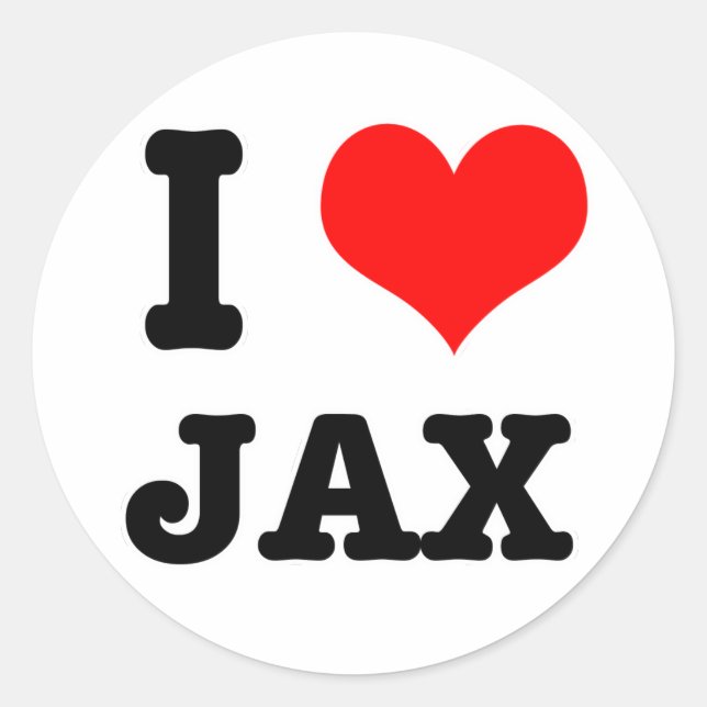 I HERZ (LIEBE) JAX RUNDER AUFKLEBER (Vorderseite)
