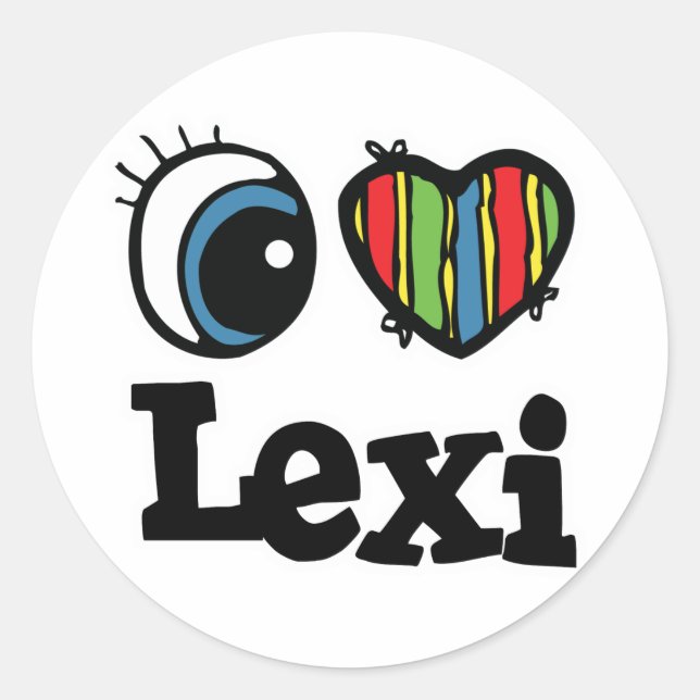 I Herz (Liebe) Lexi Runder Aufkleber (Vorderseite)