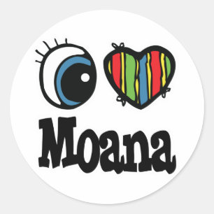 I Herz (Liebe) Moana Runder Aufkleber