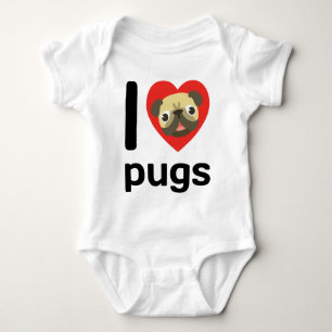 I Herz (Liebe) Möpsen Baby Strampler