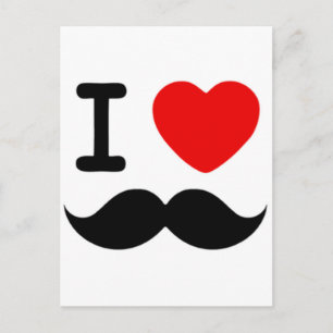 I Herz / Liebe Mustaches / Mustaches Postkarte