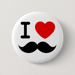 I Herz / Liebe Mustaches / Mustschmerzen Button