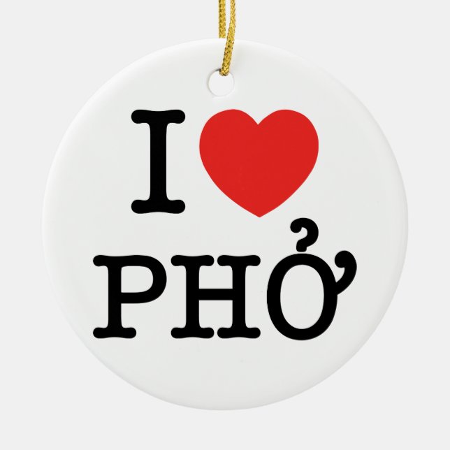 I Herz (Liebe) Pho Keramikornament (Vorne)