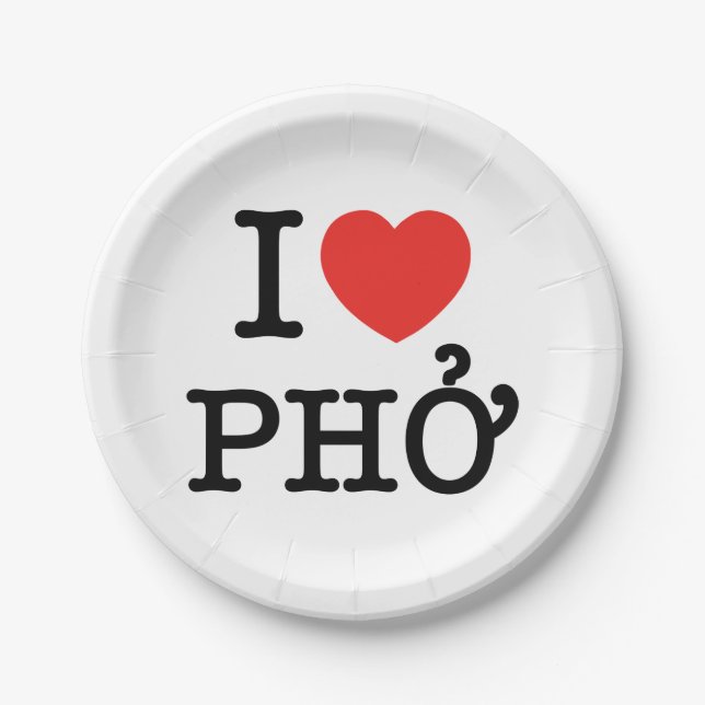 I Herz (Liebe) Pho Pappteller (Vorderseite)