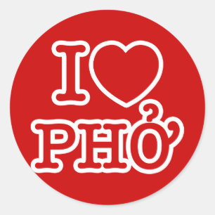 I Herz (Liebe) Pho Runder Aufkleber
