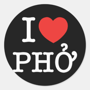 I Herz (Liebe) Pho Runder Aufkleber