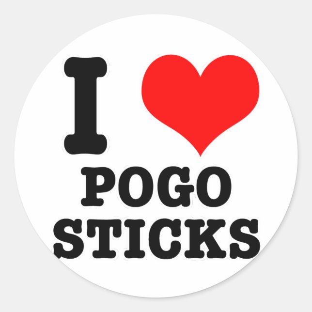 I HERZ (LIEBE) POGO STICKS RUNDER AUFKLEBER (Vorderseite)