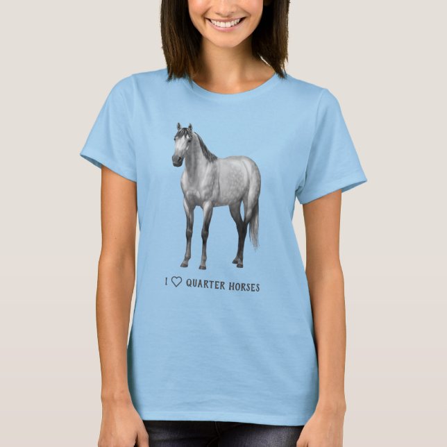 I Herz (Liebe) Quarter Pferde Apfelgrauen T-Shirt (Vorderseite)