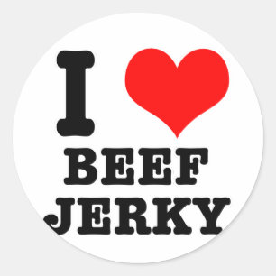 I HERZ (LIEBE) Rindfleischjerky Runder Aufkleber