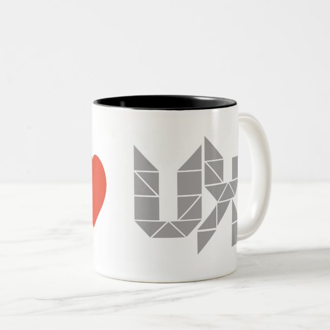 I Herz (Liebe) UX Zweifarbige Tasse (VorderseiteRechts)