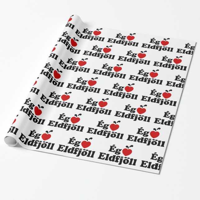 I Herz (Liebe) Vulkane [Ég Elska Eldfjöll] Geschenkpapier (Ungerollt)