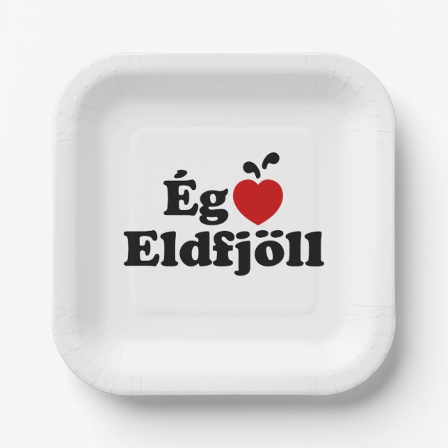 I Herz (Liebe) Vulkane [Ég Elska Eldfjöll] Pappteller (Vorderseite)