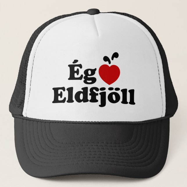 I Herz (Liebe) Vulkane [Ég Elska Eldfjöll] Truckerkappe (Vorderseite)
