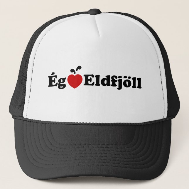 I Herz (Liebe) Vulkane [Ég Elska Eldfjöll] Truckerkappe (Vorderseite)