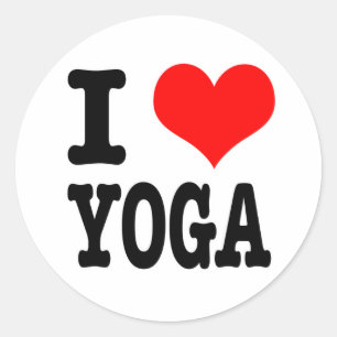 I HERZ (LIEBE) YOGA RUNDER AUFKLEBER