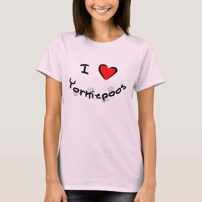 I Herz - Liebe Yorkiepoos T-Shirt (Vorderseite)