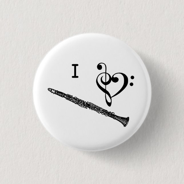 I Herz-Liebeclarinet-Musik-Knopf Button (Vorderseite)