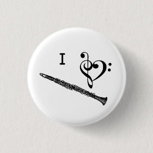 I Herz-Liebeclarinet-Musik-Knopf Button