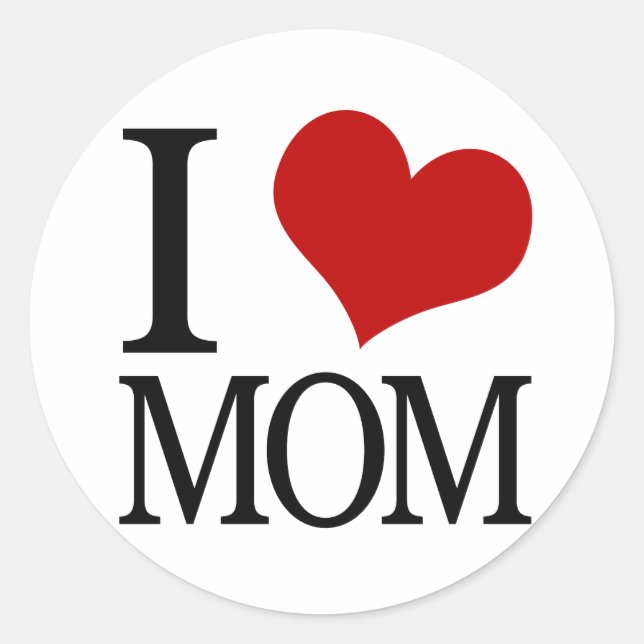 I Herz Mama (I Liebe Mama) Runder Aufkleber (Vorderseite)